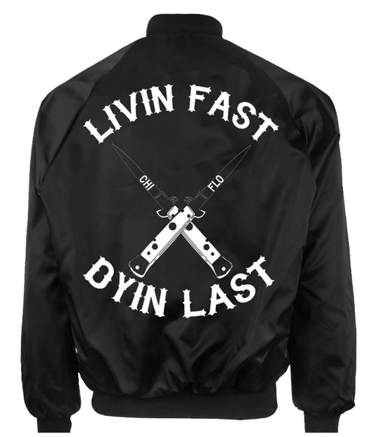 Livin Fast Dyin Last Bomber Jacket - Chi Flo